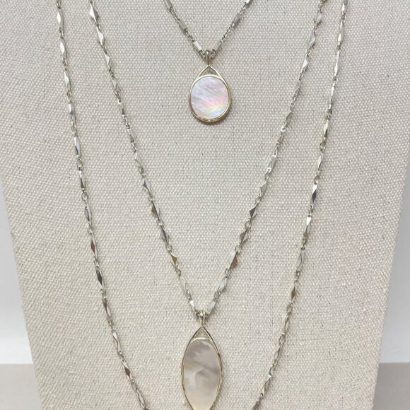 Stella & Dot Aurelia Mother Of‎ Pearl Necklace Set Convertible Reversible - Picture 3 of 11
